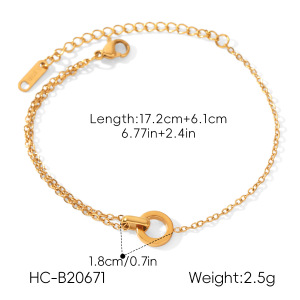 Colliers Pendentifs Pour Femmes, Collection Simple Series Daily Patchwork Circle, En Acier Inoxydable Étanche, Couleur Or h5 Image2