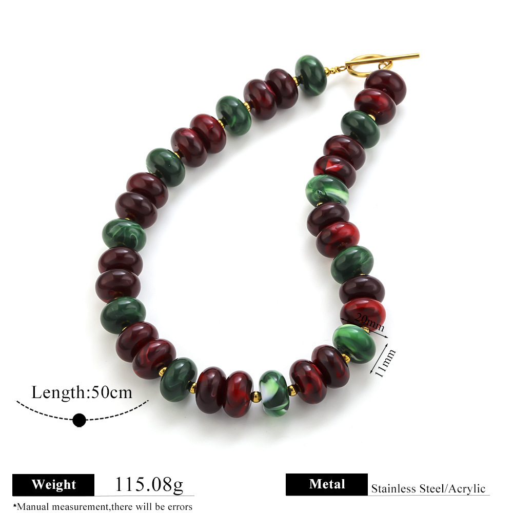 Colliers De Perles Rétro Simples, En Acrylique De Couleur Or Et De Couleurs Mélangées, Pour Femmes