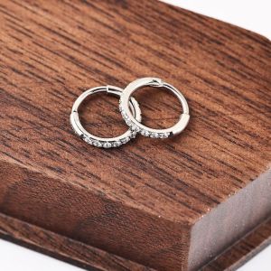 Boucles D'Oreilles Pour Femmes Simple Series Daily Circle En Acier Inoxydable, Étanches, Couleur Or, Avec Zircon. h5 Image3