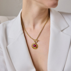 Colliers Pendentifs Pour Femmes En Acier Inoxydable Étanche, Forme Elliptique, Couleur Or h5 Image3