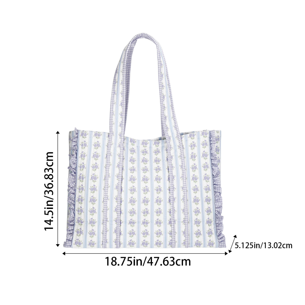 Sacs Cabas Carrés Pour Femmes En Polyester Multicolore À Patchwork Fleuri Froncé, Style Décontracté Image5