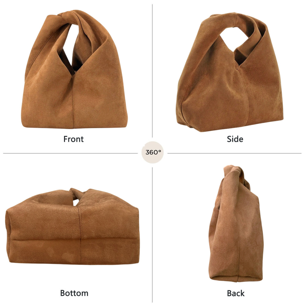Sacs À Main Pour Femmes En Daim Torsadé Uni, Style Minimaliste Image4