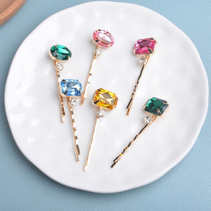 Pinces À Cheveux De Luxe Rétro En Alliage, Forme Géométrique Unie, Strass Et Pierres Artificielles h5 