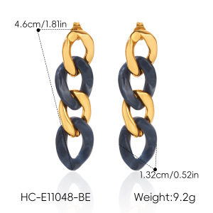 Boucles D'Oreilles Pendantes Pour Femmes En Acier Inoxydable, Imperméables Et En Résine, En Forme De Chaîne. h5 Image2