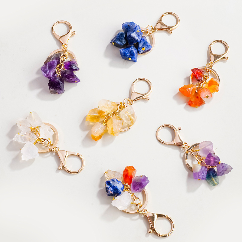 Porte-Clés En Cristal Naturel En Forme De Cœur, Style Simple Et Irrégulier, Collection Daily. h5Image2