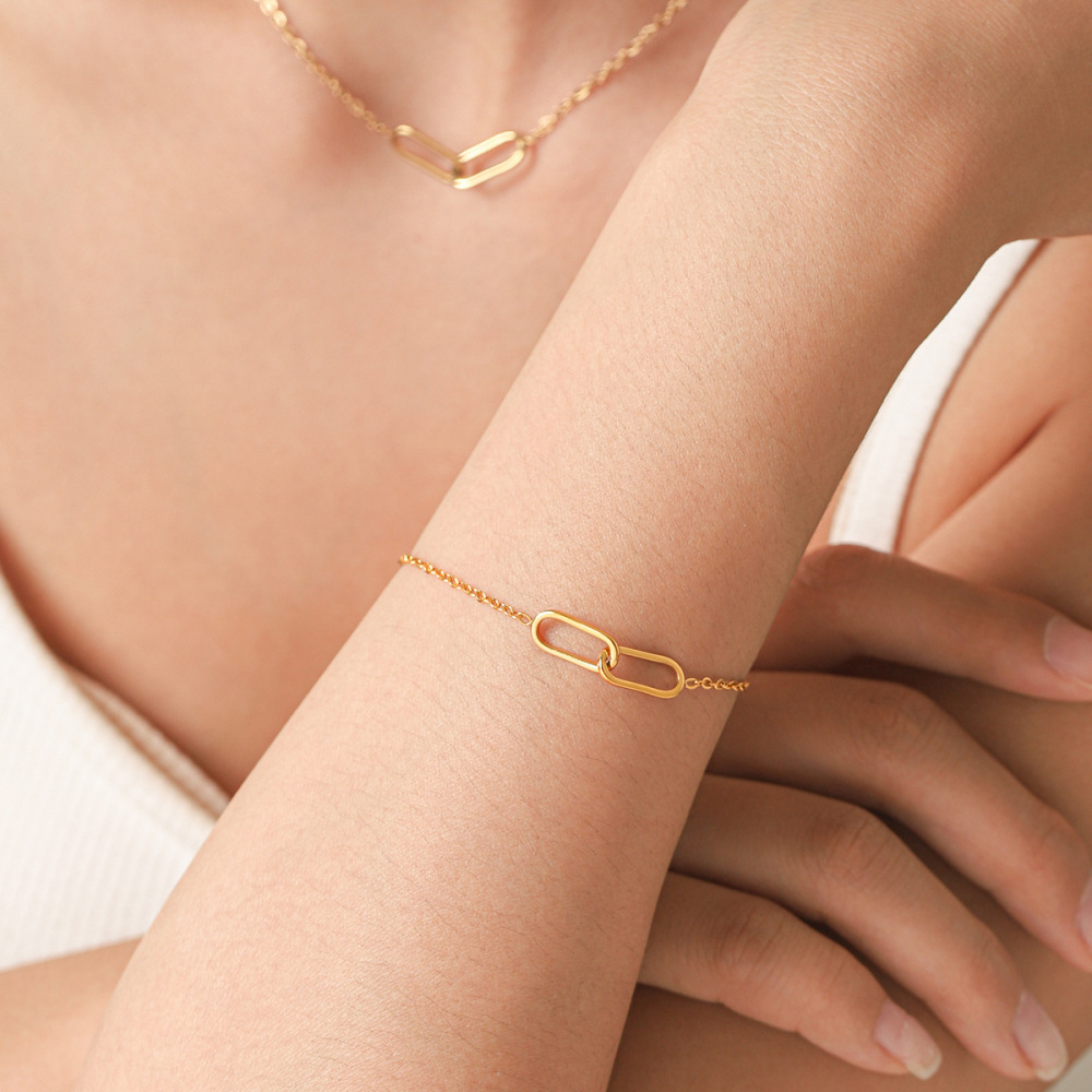 Colliers Pendentifs Pour Femmes En Acier Inoxydable Étanche, Forme Elliptique, Couleur Or Image4