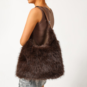 Sacs À Bandoulière Carrés Pour Femmes, Style Décontracté, Couleur Unie, Imitation Fourrure Duveteuse h5 Image2