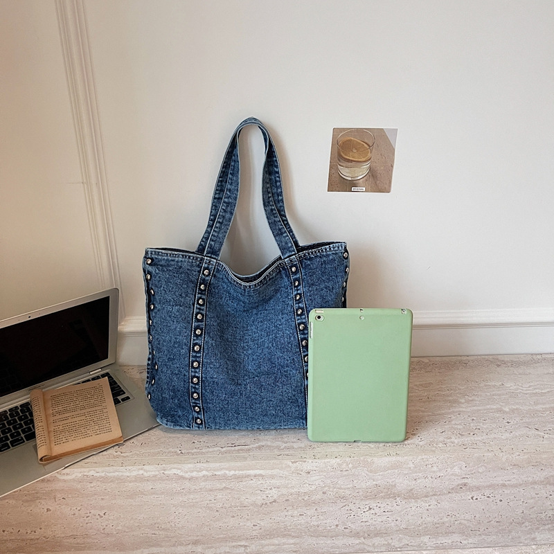Sacs À Main Carrés Pour Femmes En Toile Unie Cloutée, Style Streetwear Image4