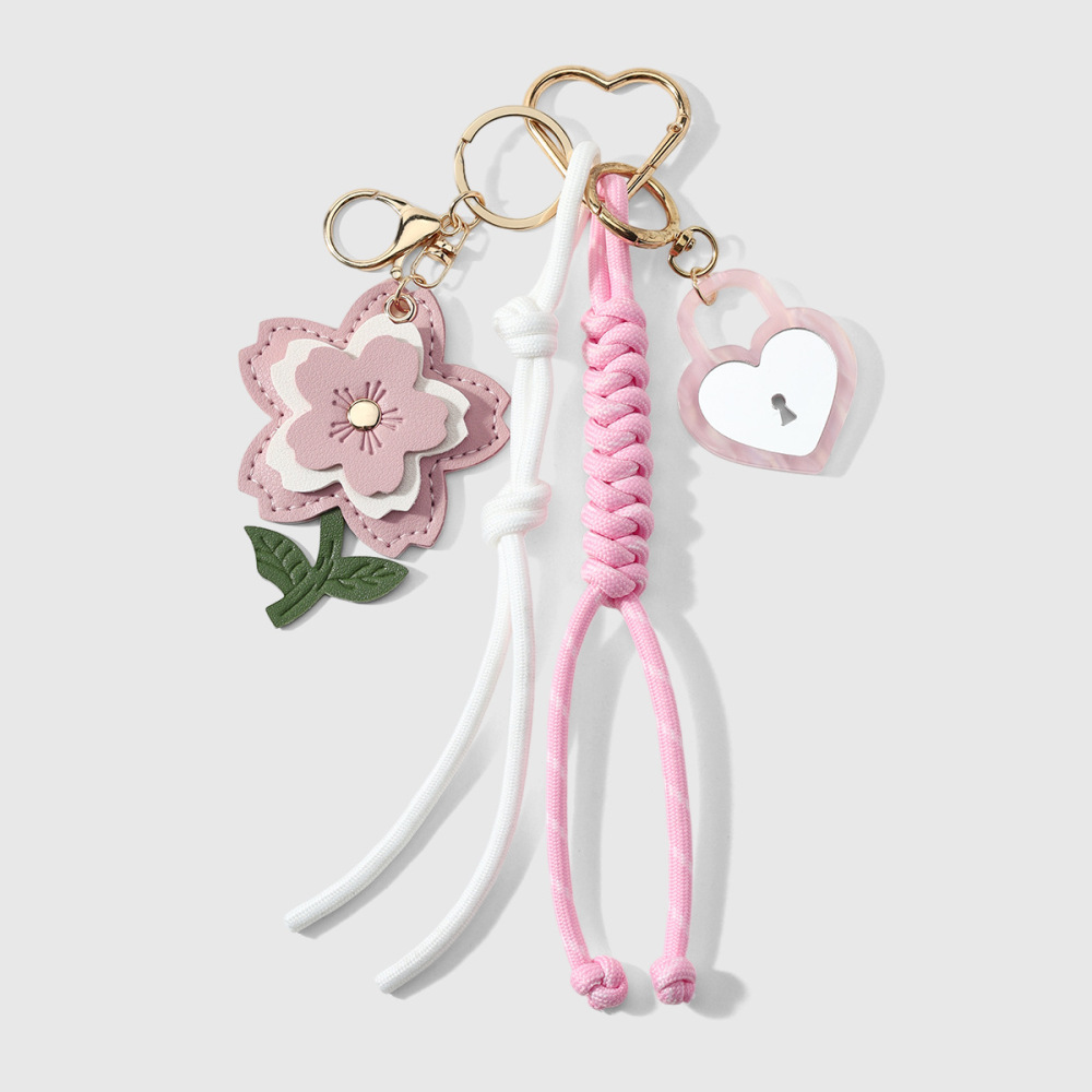 Porte-Clés En Alliage En Forme De Cœur Et De Fleur, Collection Quotidienne Simple Series