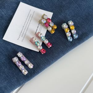 Pinces À Cheveux De Luxe Rétro En Alliage, Forme Géométrique, Couleurs Mélangées, Strass h5 Image3