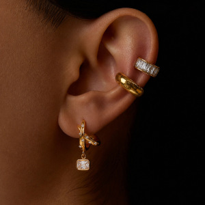 Boucles D'Oreilles Pendantes Pour Femme, Forme Géométrique, En Acier Inoxydable, Couleur Or, Étanches, Ornées De Strass Et De Zircon. h5 Image5