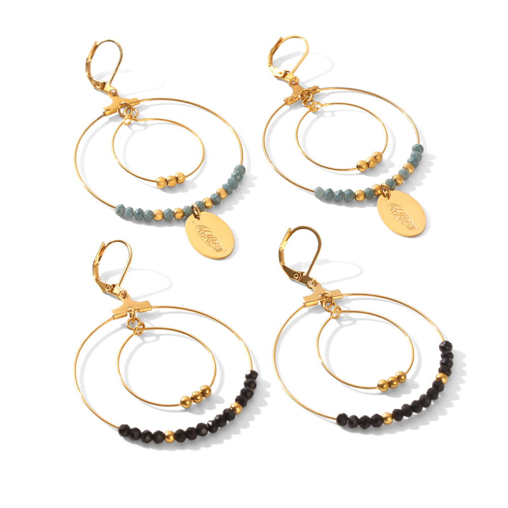 Boucles D'Oreilles Pendantes Pour Femme, Style Simple, Avec Pompons Et Perles, En Acier Inoxydable Étanche, Couleur Or. h5Image7