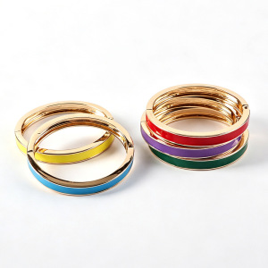 Bracelets Pour Femmes Simple Series Daily Color Lines En Alliage Doré Émaillé h5 Image2