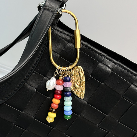 Breloques De Sac En Alliage De Perles En Forme De Cœur, De Lune Et De Fleur, De Couleurs Assorties, Collection Simple Series Casual 2