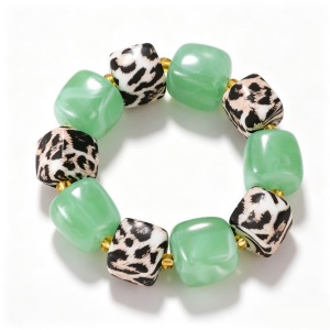 Bracelets En Résine À Perles Imprimé Léopard Rétro Pour Femmes h5