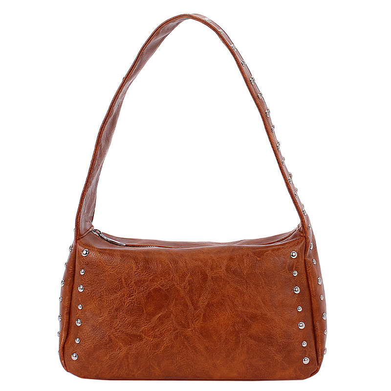 Sacs À Bandoulière Carrés Pour Femmes, Style Décontracté, Couleur Unie, Cloutés, En Pu. 