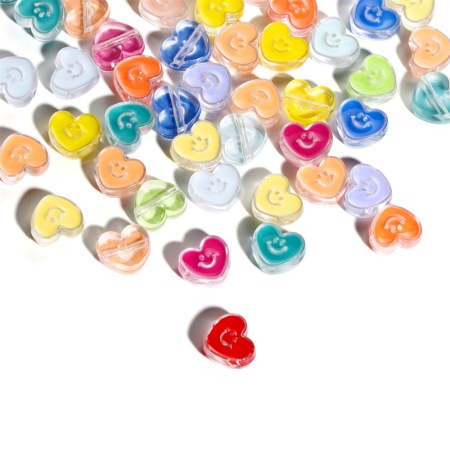 Série romantique Perles acryliques à faire soi-même avec visage souriant 2