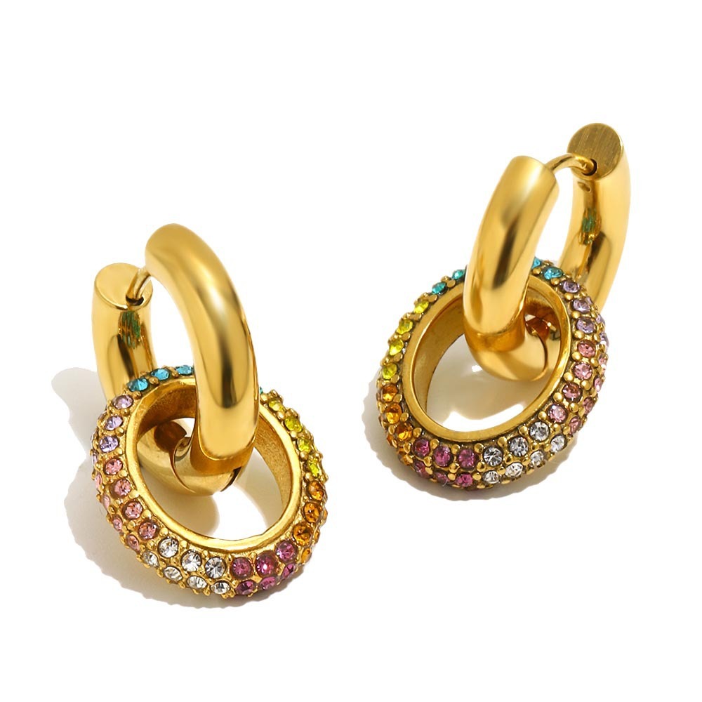 Boucles D'Oreilles Puces Pour Femmes, Collection Luxueuse, Forme Irrégulière, Couleurs Assorties, Acier Inoxydable, Étanches, Couleur Or. Image4