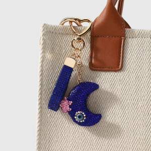 Porte-Clés Quotidien De Luxe En Alliage, Orné De Strass, Motif Œil Du Diable, Étoile Et Lune h5 Image4