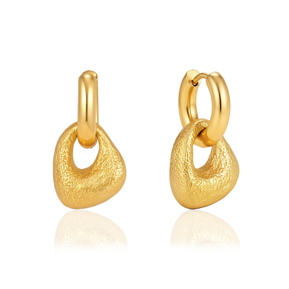 Boucles D'Oreilles Pendantes Pour Femme, Style Rétro Géométrique, En Acier Inoxydable, Couleur Or, Étanches. h5Image4