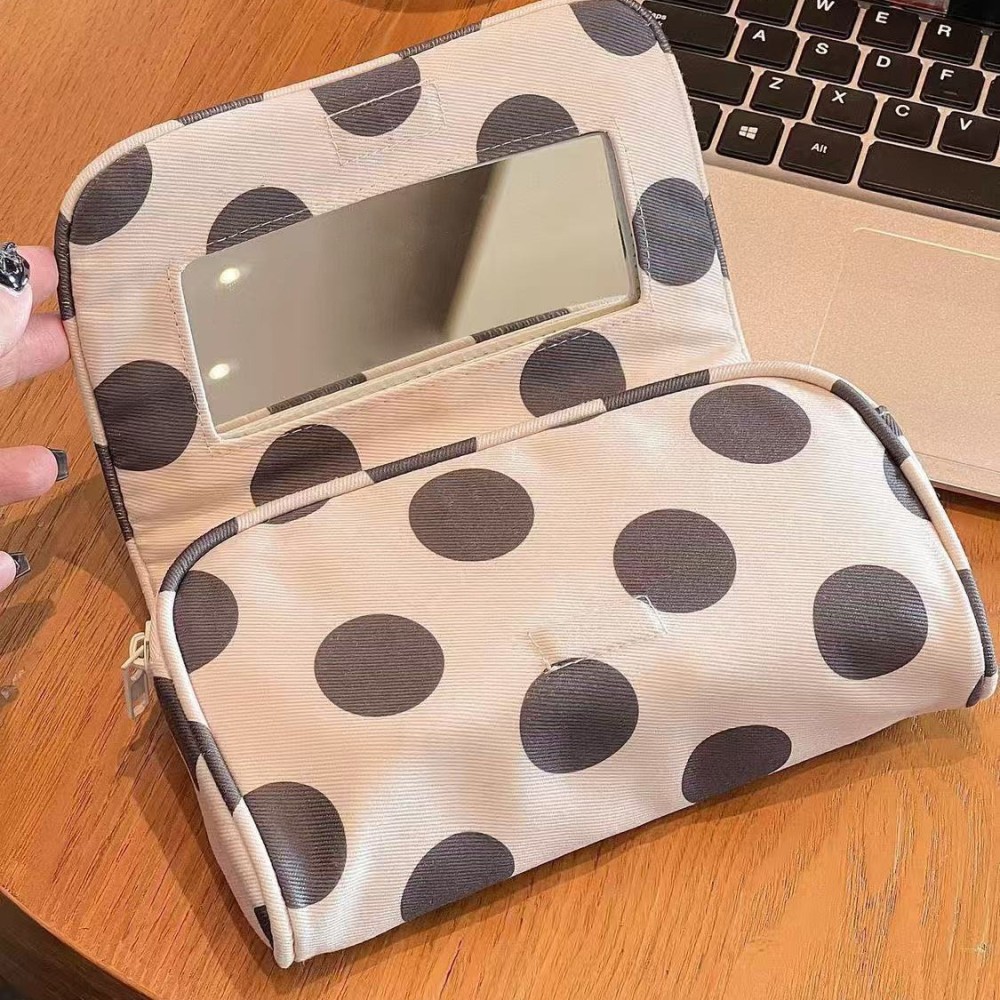Trousses À Maquillage Pour Femmes En Toile À Pois Simples Image3