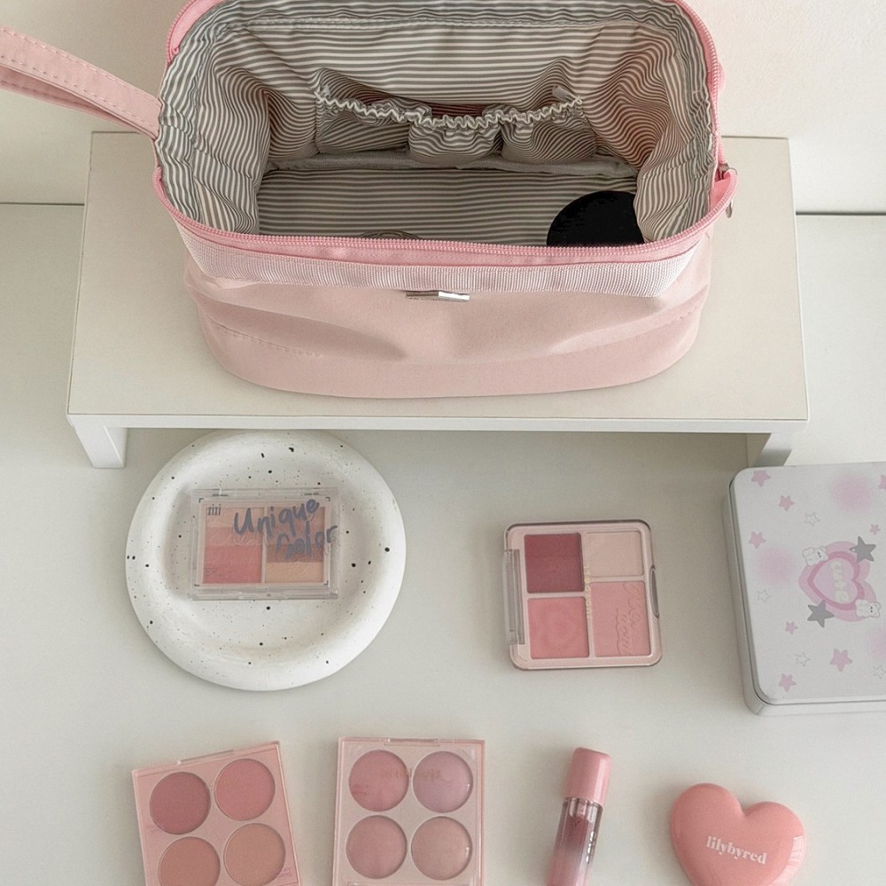Trousses À Maquillage Simples En Nylon Uni Pour Femmes Image3