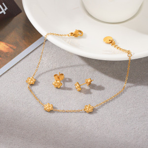 Ensembles De Bijoux Pour Femmes Simple Series Daily Flower En Acier Inoxydable Étanche Couleur Or h5 Image3