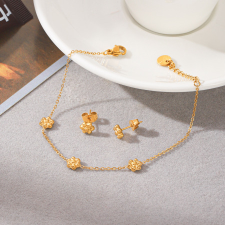Ensembles de bijoux pour femmes Simple Series Daily Flower en acier inoxydable étanche couleur or 2