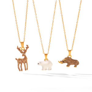 Colliers Pendentifs Pour Femmes, Collection Simple Series Daily Animal, En Acier Inoxydable Étanche, Couleur Or h5 Image6
