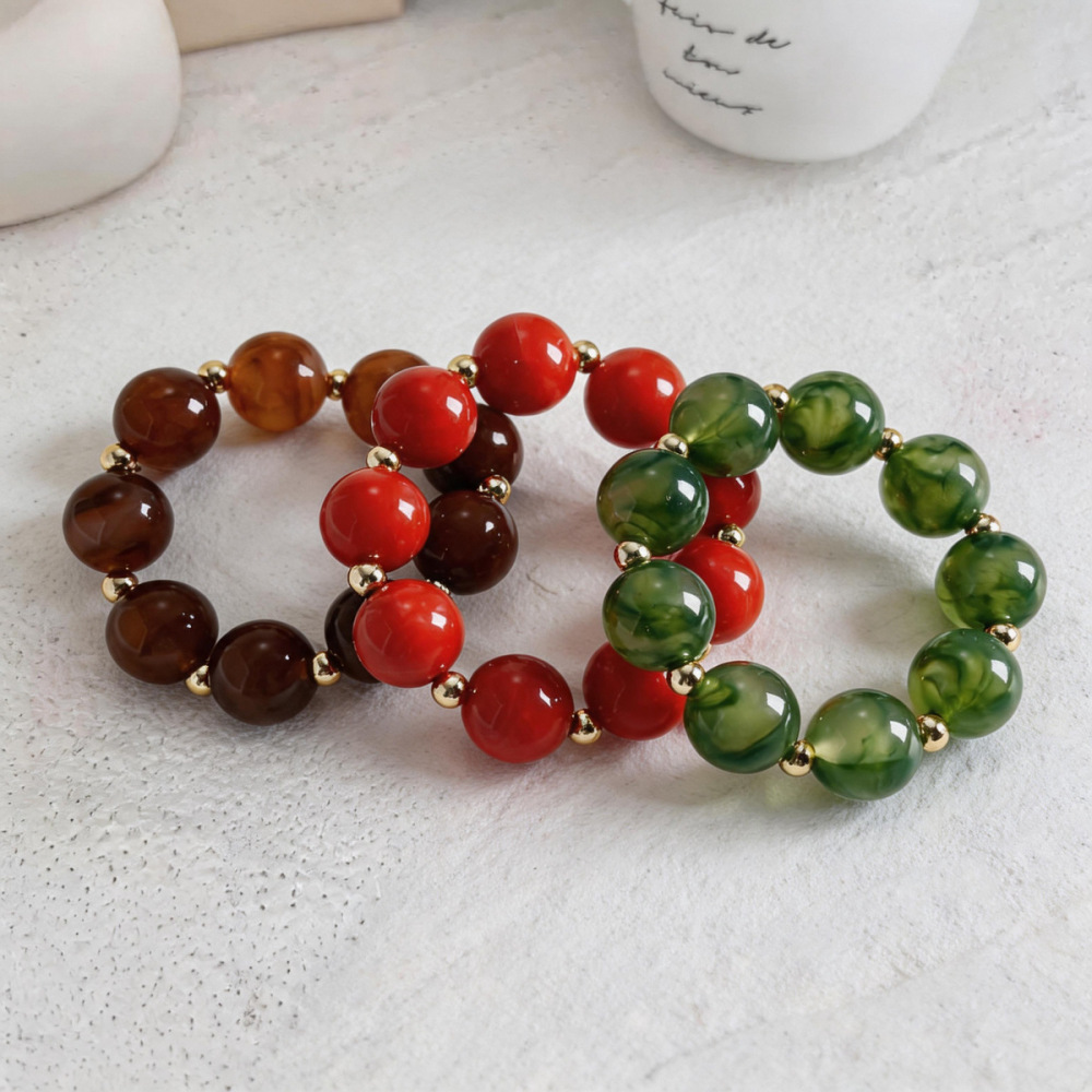 Bracelets À Breloques Pour Femmes, Collection Simple Series Retro Beads, En Acrylique À Dégradé De Couleurs. Image3