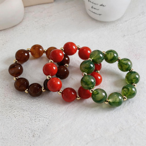 Bracelets À Breloques Pour Femmes, Collection Simple Series Retro Beads, En Acrylique À Dégradé De Couleurs. h5 Image3