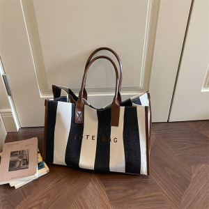 Sacs Cabas Carrés En Toile Pour Femmes, Style Décontracté, Sans Lettres, À Rayures Et À Pois h5 