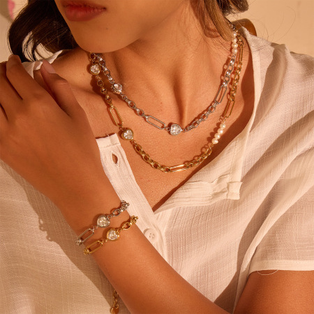 Ensembles De Bijoux Pour Femmes Simple Series Daily Heart En Acier Inoxydable Étanches