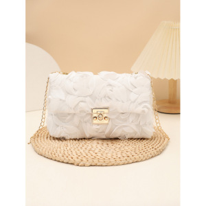 Sacs Bandoulière Carrés Pour Femmes, Style Décontracté, Patchwork Floral, Couleur Unie, Chaîne Rose, Nylon h5