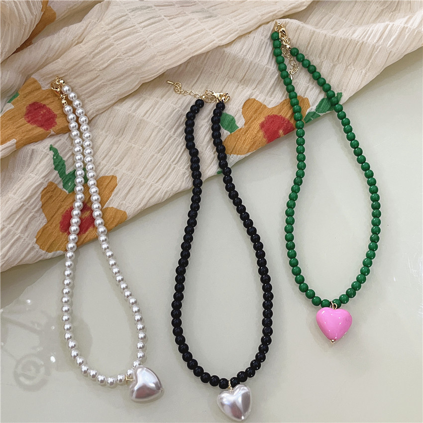 Colliers De Perles Émaillées Sweet Heart De La Série Romantique Pour Femmes Image3