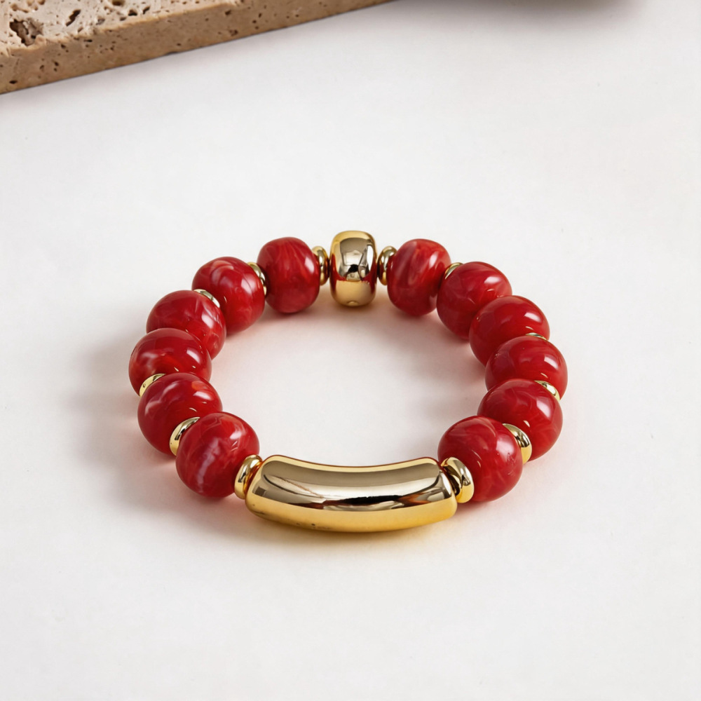 Bracelets De Perles Rétro Simples En Acrylique À Dégradé De Couleurs Pour Femmes 