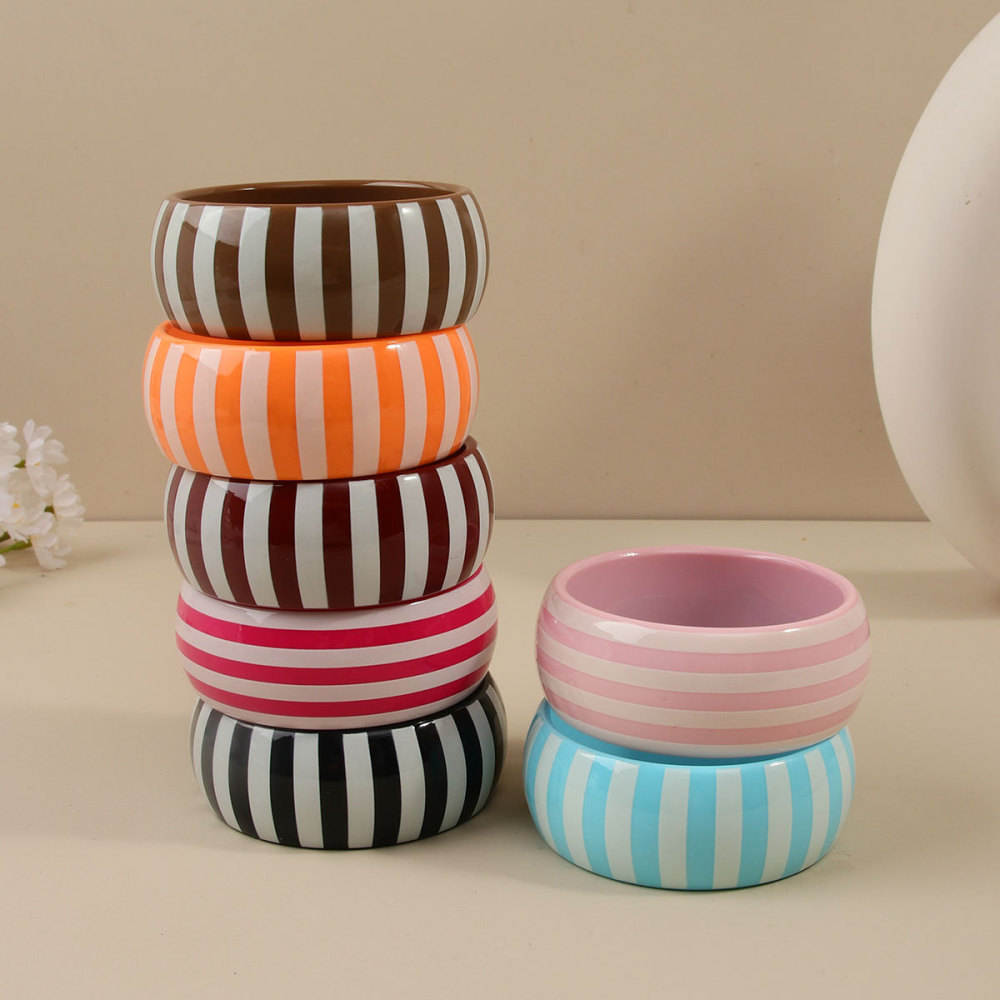 Bracelets Pour Femmes En Résine De Couleurs Mélangées, Collection Simple Series Daily Stripe Image4