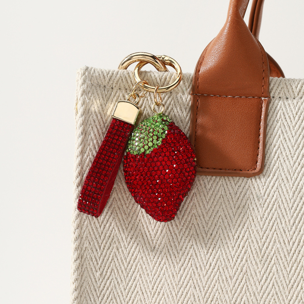 Porte-Clés De Luxe En Alliage Uni, Orné De Strass Et De Jolis Fruits, Motif Fruit Mignon. Collection Luxe. h5Image5
