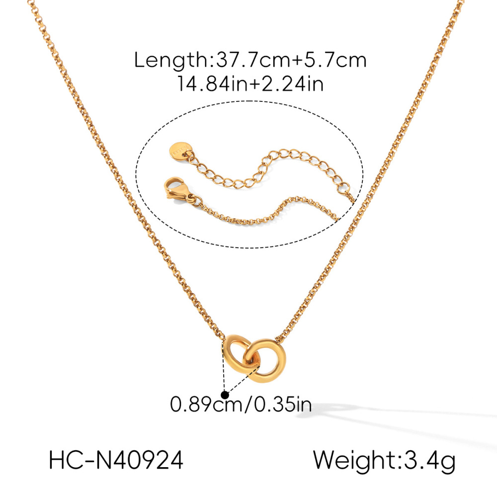 Colliers Pendentifs Ronds En Acier Inoxydable Étanche Couleur Or Image2