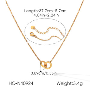 Colliers Pendentifs Ronds En Acier Inoxydable Étanche Couleur Or h5 Image2