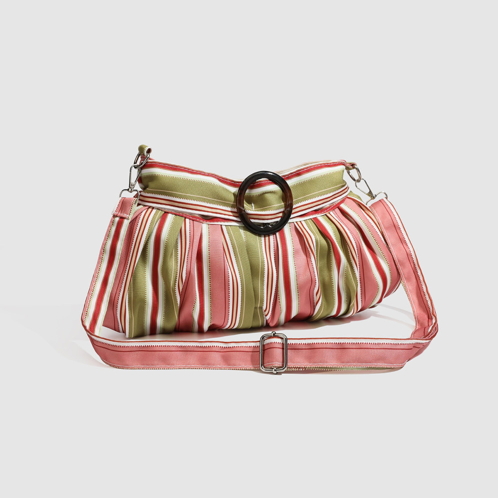Sacs À Bandoulière Oreiller Pour Femmes, Style Parisien Chic, Rayures Imprimées, Couleurs Mélangées, En Polyester. Image4