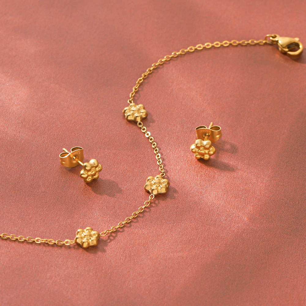 Ensembles De Bijoux Pour Femmes Simple Series Daily Flower En Acier Inoxydable Étanche Couleur Or Image4