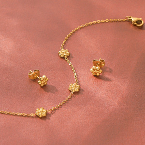 Ensembles De Bijoux Pour Femmes Simple Series Daily Flower En Acier Inoxydable Étanche Couleur Or h5 Image4