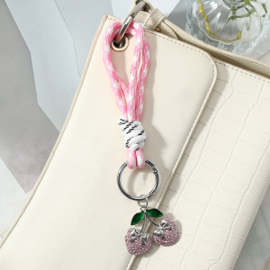 Porte-Clés Luxueux En Alliage, Orné De Strass Et D'Un Nœud Papillon À Pois Cerise. h5 Image5