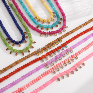 Colliers De Perles Pour Femmes, Collection Simple Series Daily Heart Beads, En Acier Inoxydable, Étanches, Couleur Or, Avec Pierres Naturelles. h5 Image4