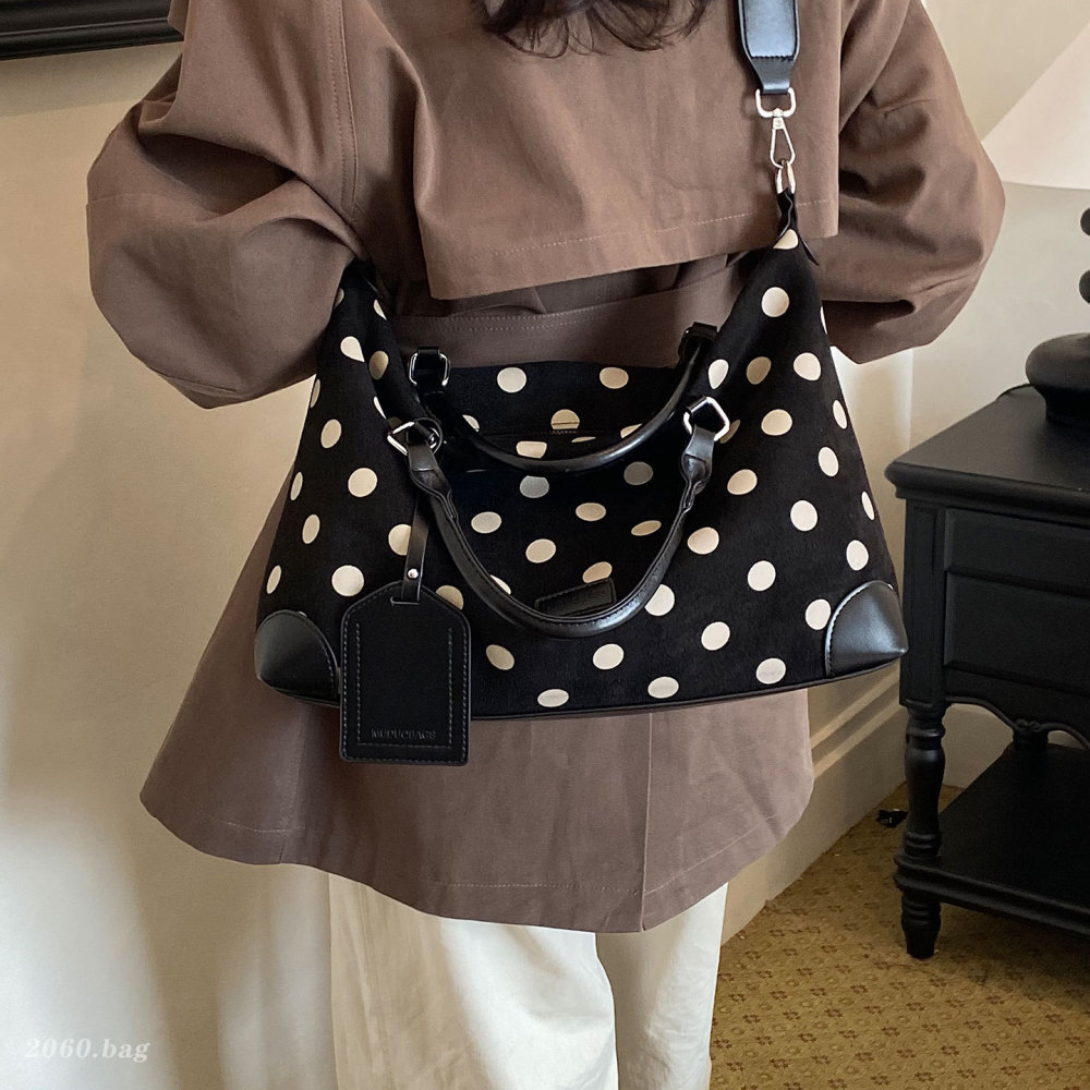 Sac De Sport Et De Voyage Carré Pour Femme, Style Parisien Chic, Sans Pois Unis h5Image3