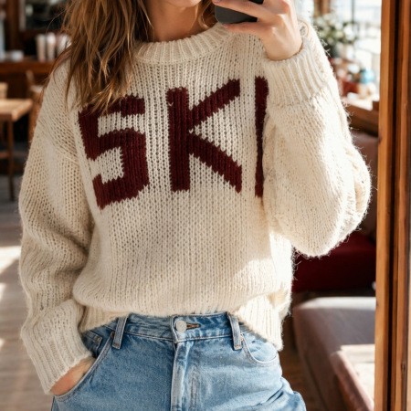 Pull En Maille Ample À Lettres Décontractées 2