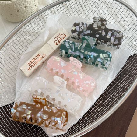 Pinces À Cheveux En Acétate De Couleur Mélangée, Forme Irrégulière, Série Simple