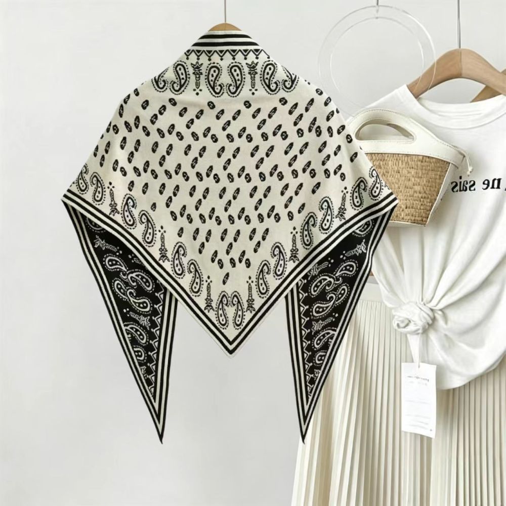 Écharpes Triangulaires En Polyester À Motif Cachemire Tissé Décontracté De La Série Ethnique h5Image3