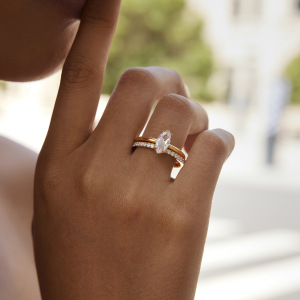 Bagues Pour Femmes Luxueuses En Acier Inoxydable De Forme Elliptique, Étanches, Couleur Or, Ornées De Strass Et De Zircon. h5 Image3
